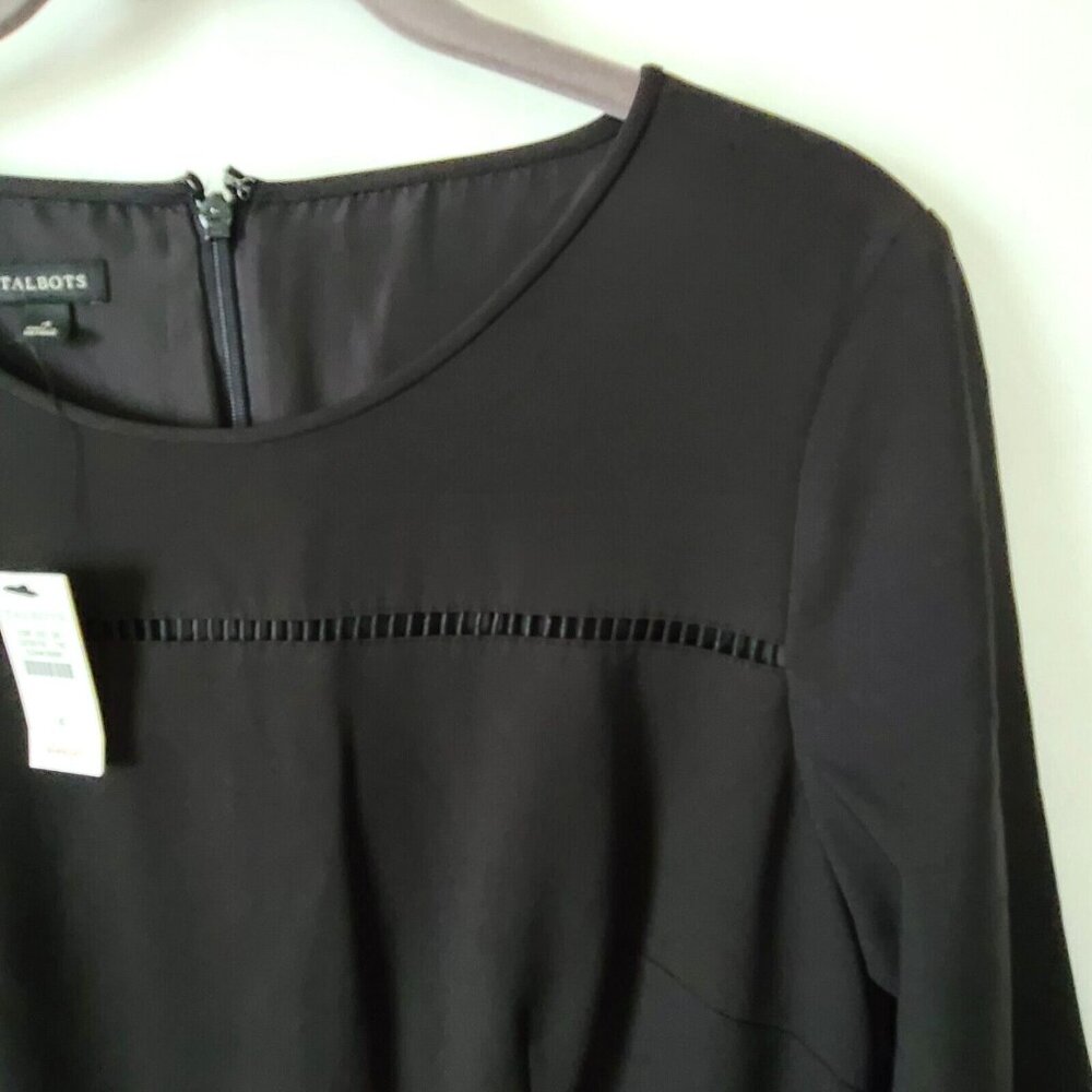 Talbots Fit & Flare LBD Dress 3/4 Sleeve Dress Sz 4 Black Zip Dressy NWT $149 - Picture 4 of 10